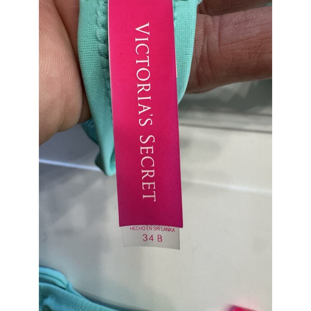 Victoria’s Secret 34B Top M Bottom Sequin Teal Purple Mermaid Pushup Bikini Set - Picture 5 of 5